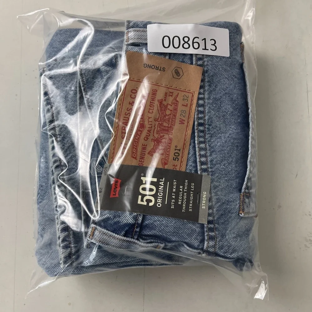 Levis 501 Jeans Mens 28x32 Blue Original Button Fly Patched Grunge Skater Y2K